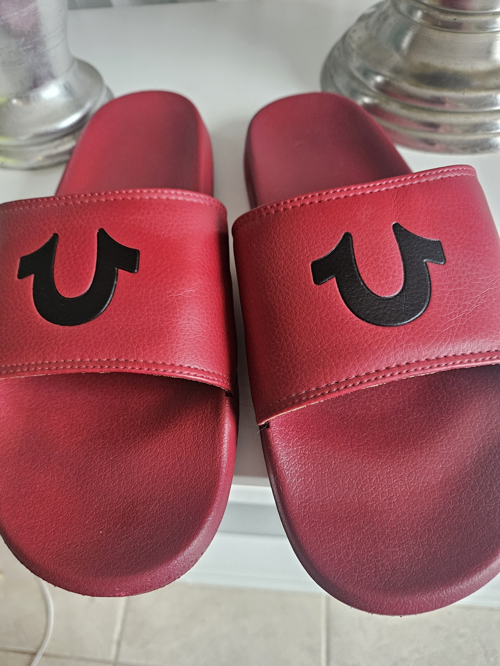 True Religion Kids Red Logo Slide Sandals